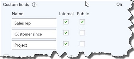 quickbooks custom fields window