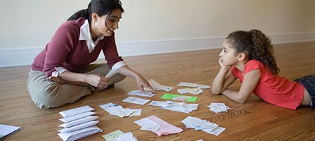 a mom organizing her receipts