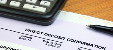 a direct deposit confirmation paper 