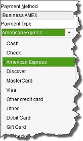 quickbooks payment method panel