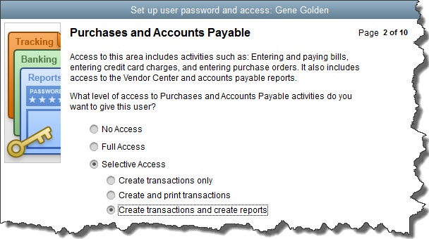 username and password settings in quickbooks