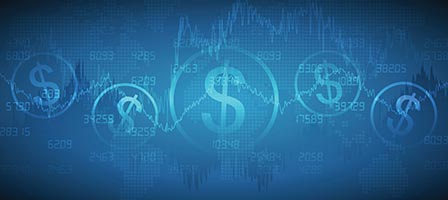 dollar signs overlayed with numbers and graphs