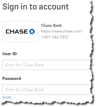 chase bank sign in to connect to quickbooks