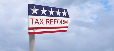 a sign that says tax reform on it