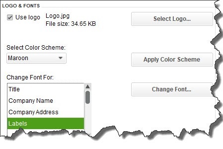 quickbooks font and logo panel