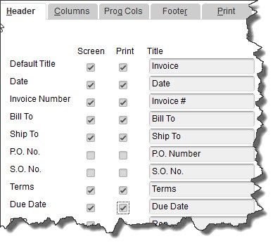 quickbooks header panel