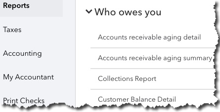 who owes you menu for QuickBooks