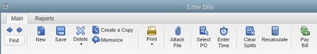 enter bills menu in quickbooks